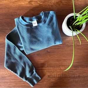 Aritzia TNA Alamo waffle cropped long sleeve size Small Outer space blue